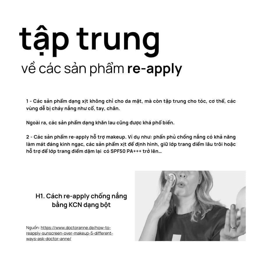 tập trung vào các sản phẩm re-apply